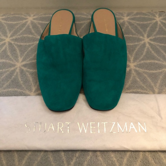 Stuart Weitzman Shoes - Stuart Weitzman Green Suede Slides